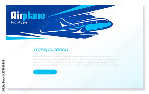 Airplane site cover theme plane fly action silhouette blue