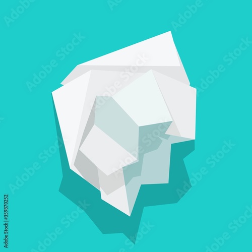 Paper crumpled ball vector icon or trash wrinkle page flat cartoon illustration, idea of garbage page sheet isolated