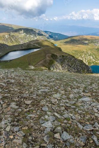 Panoramic view of The Seven Rila Lakes, Bulgaria photo