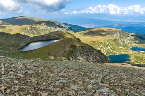 Panoramic view of The Seven Rila Lakes, Bulgaria photo