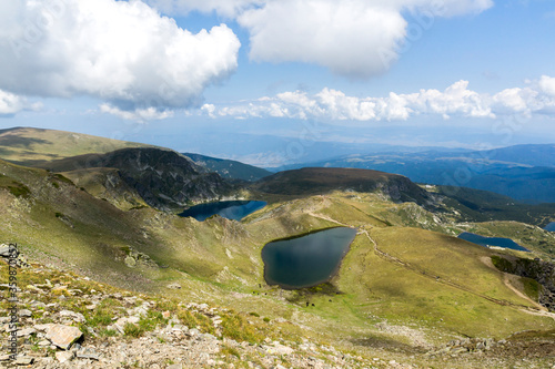 Panoramic view of The Seven Rila Lakes, Bulgaria photo