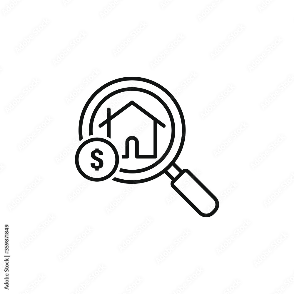 Property valuation icon design isolated on white background. Vector illustration Property valuation icon design isolated on white background. Vector illustration