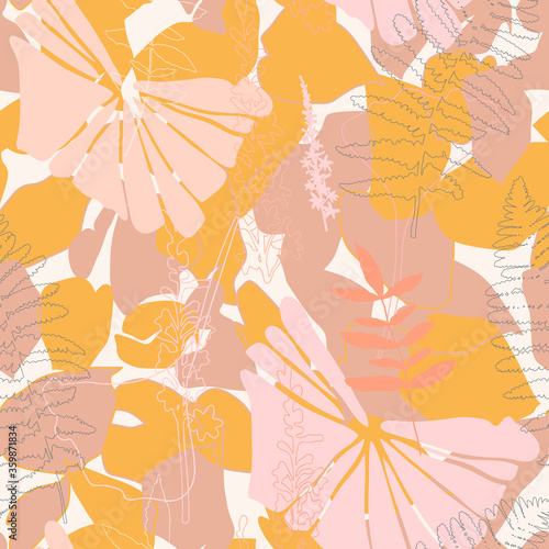 Floral botanical vector seamless pattern with hand drawn agrimony herb flower...