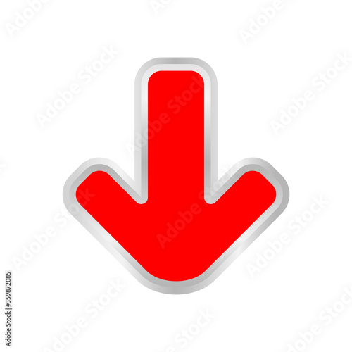 red arrow pointing down isolated on white background, clip art red arrow icon pointing to down, arrow symbol indicates red direction pointing to down, illustrations 3d arrow buttons down point