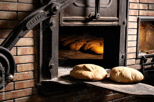 bread in the oven