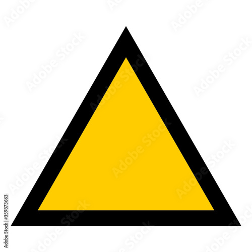 Yellow triangle blank, warning symbol. Empty surface. Sign clean surface isolated on white background