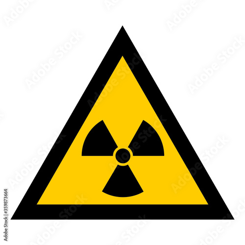 Radiation hazard. Yellow triangle. Sign  isolated on white background