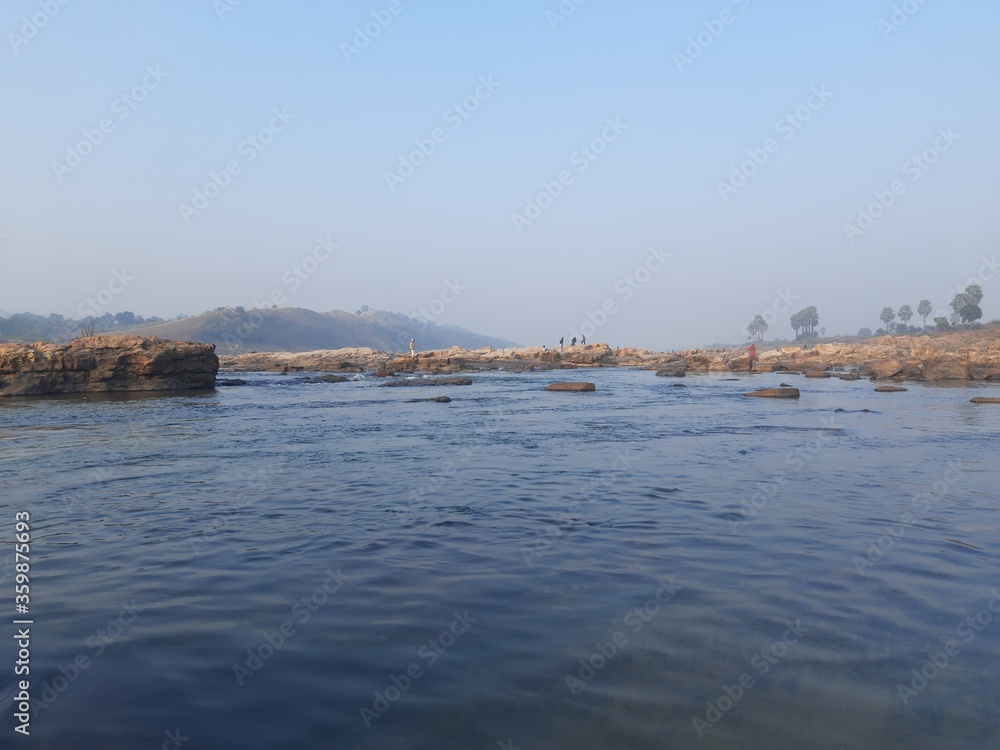 Barakar river karamdaha Ghat, border of Dhanbad Jamtara.This photo is of a cold morning. It is the second largest river and cleanest in Jharkhand India. Its length is 225 km (140 mil).Beautiful Scene.