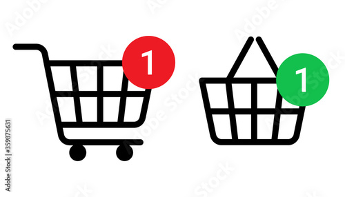 Shopping cart line icon. Online shopping in store. Big and small bag, trolley shopping cart business concept. Vector illustration on white background.
