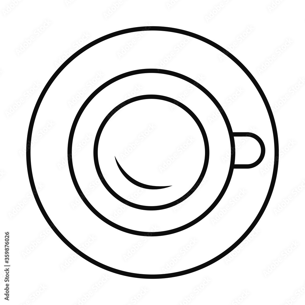 top view of coffee cup icon, line style top view of coffee cup icon, line style