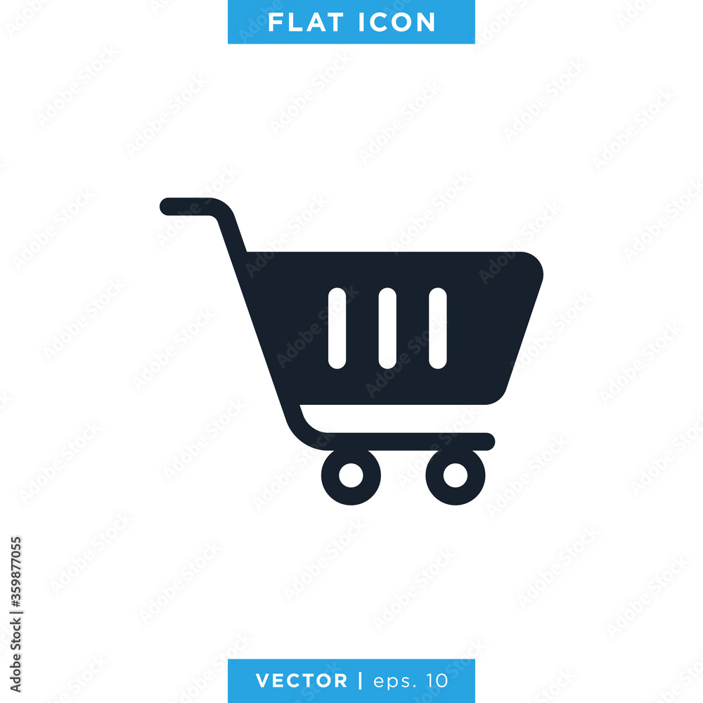 Shopping Trolley Icon Vector Logo Design Template. Shopping Trolley Icon Vector Logo Design Template.