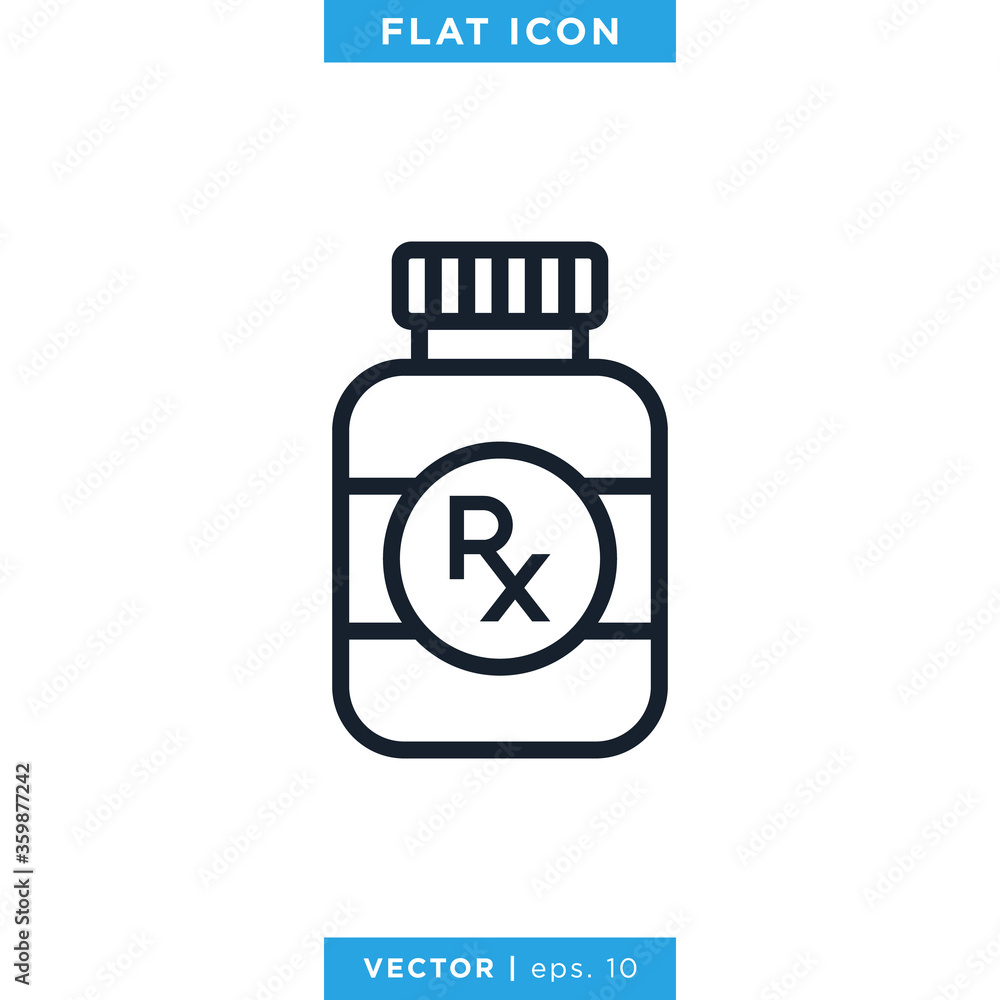 Medicine Bottle Icon Vector Design Template. Prescription Drug Bottle Sign. Medicine Bottle Icon Vector Design Template. Prescription Drug Bottle Sign.
