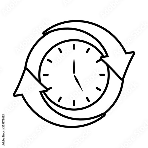 clock with arrows around, line style