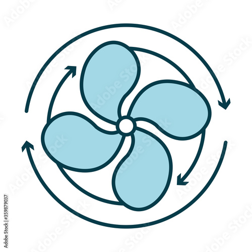 ventilation symbol, fan with arrows icon, line and fill style