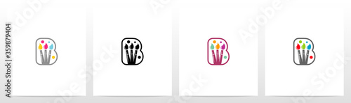Colorfull Brushes On Letter Logo Design B