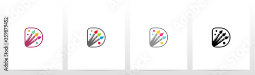 Colorfull Brushes On Letter Logo Design D