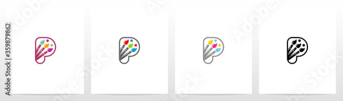 Colorfull Brushes On Letter Logo Design P