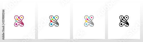 Colorfull Brushes On Letter Logo Design X