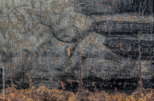 Texture of a rough grunge gray steel sheet with traces of rust photo