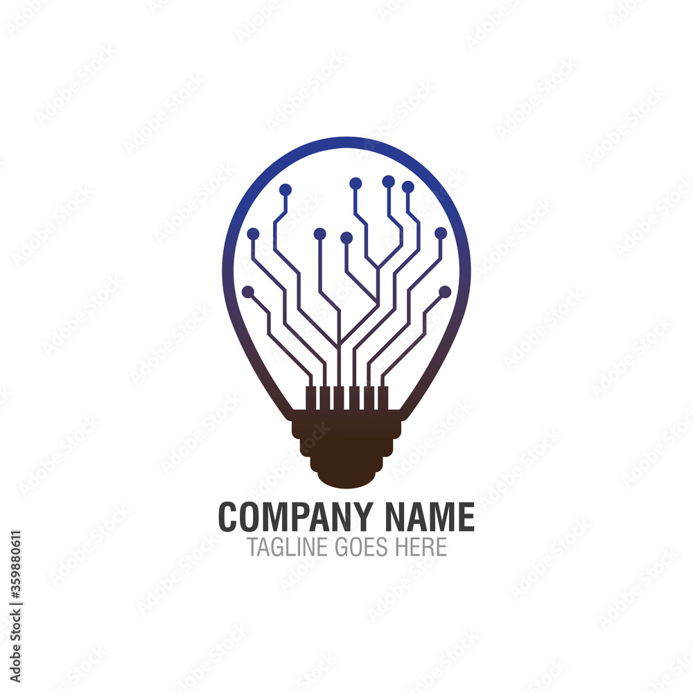 Bulb tech Circuit logo design, Electric light Technology icon Bulb tech Circuit logo design, Electric light Technology icon