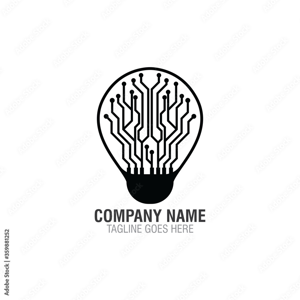 Bulb tech Circuit logo design, Electric light Technology icon Bulb tech Circuit logo design, Electric light Technology icon