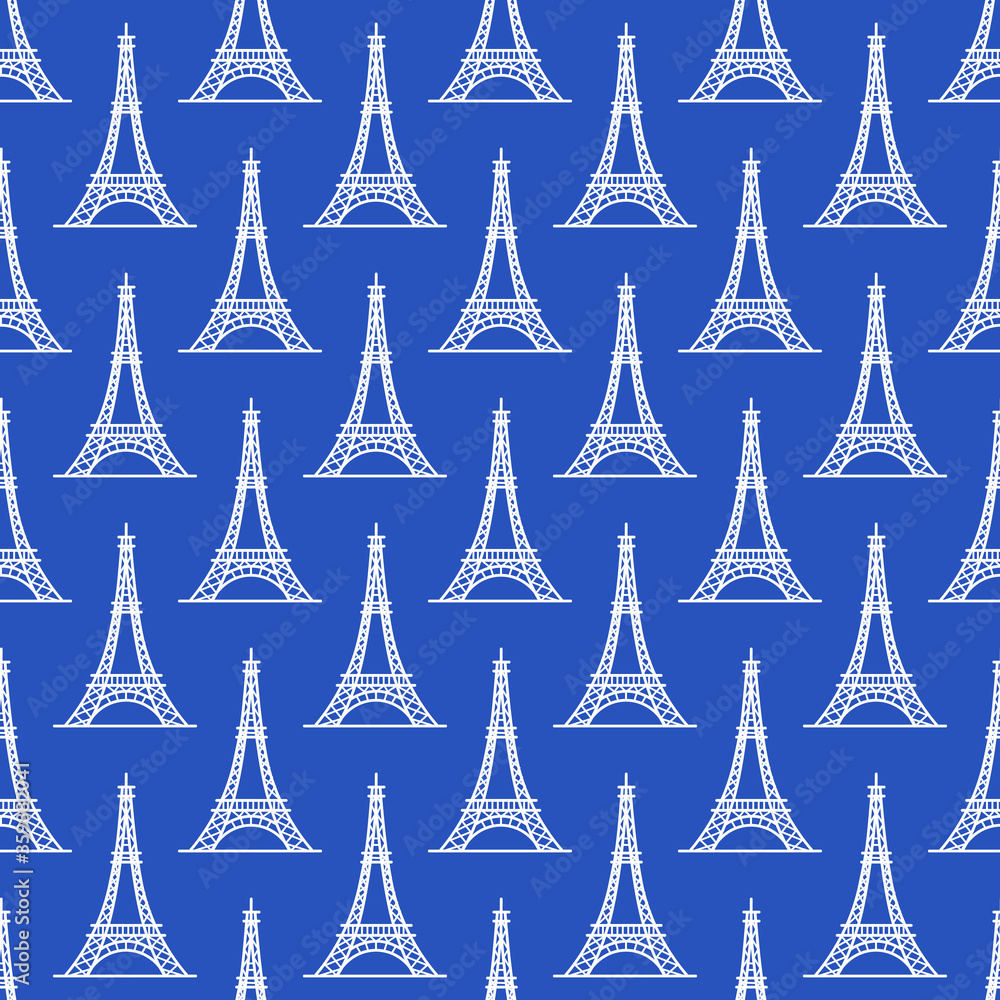 Vector illustration. Seamless Eiffel tower pattern.