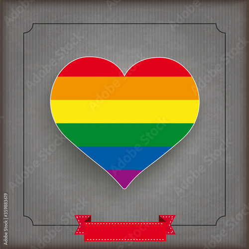Vintage Ribbon Rainbow Heart