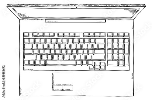 Sketch style illustration of laptop