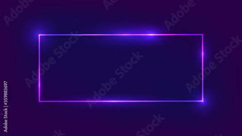 Neon rectangular frame with shining effects 