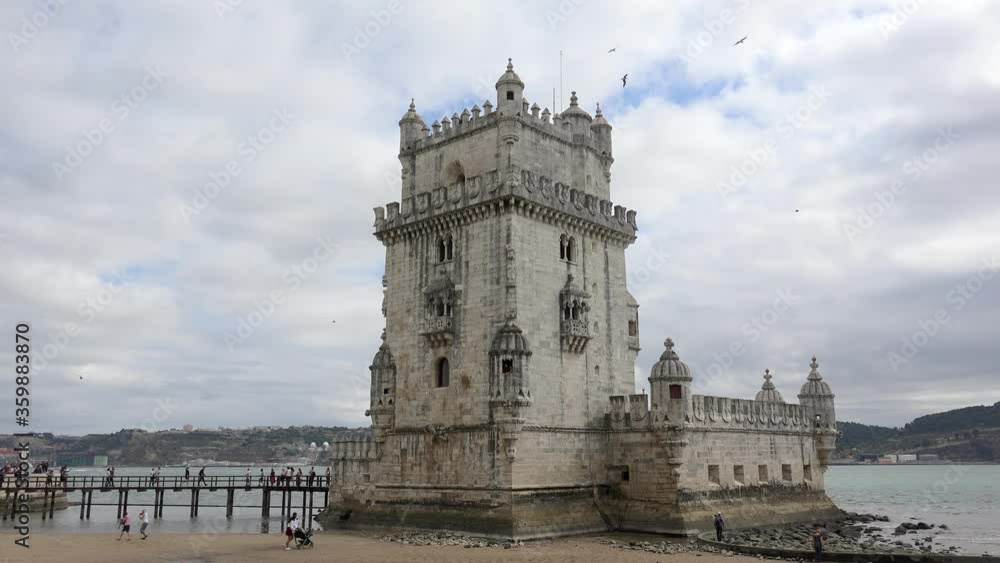 Tourists near the Belem Tower. Lisbon, Portugal Tourists near the Belem Tower. Lisbon, Portugal