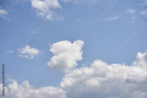 Blue sky with white fluffy cloud summer sunny day