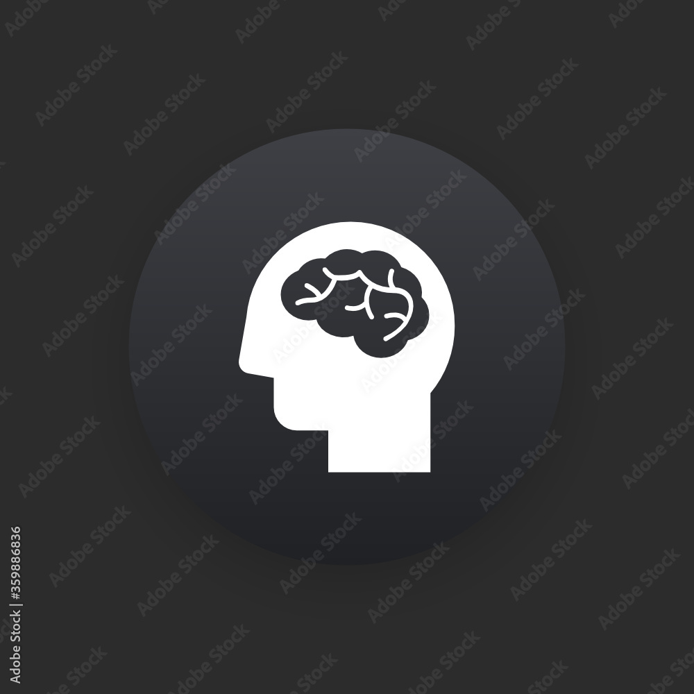 Brain - Matte Black Web Button Brain - Matte Black Web Button