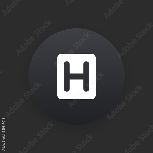 Hospital Sign -  Matte Black Web Button