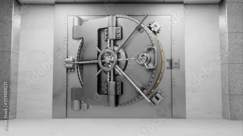 Bank vault door opening animation.