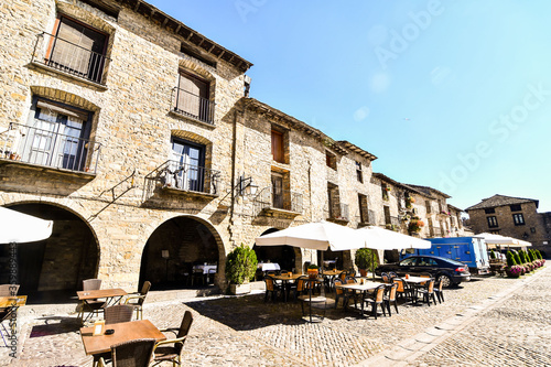 old houses in ronda andalusia spain, photo as a background , in ainsa sobrarbe , huesca aragon province