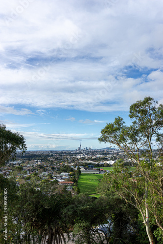 Auckland city center from the suburbs. 
