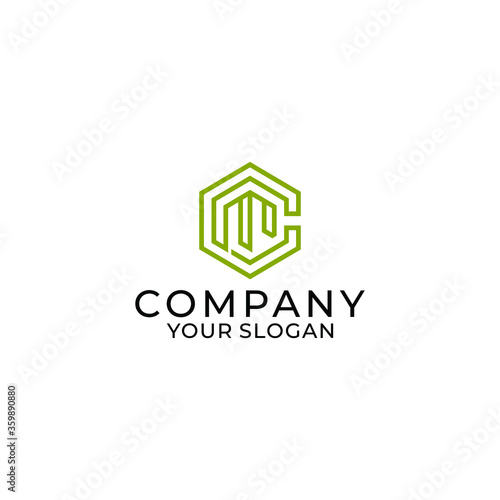 letter cm hexagon logo design vector template on a white background.