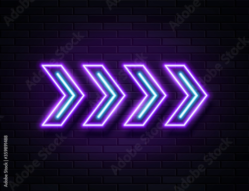 Futuristic Sci Fi Modern Neon Violet Glowing Arrows Frame for Banner on Dark Empty Grunge Concrete Brick Background.