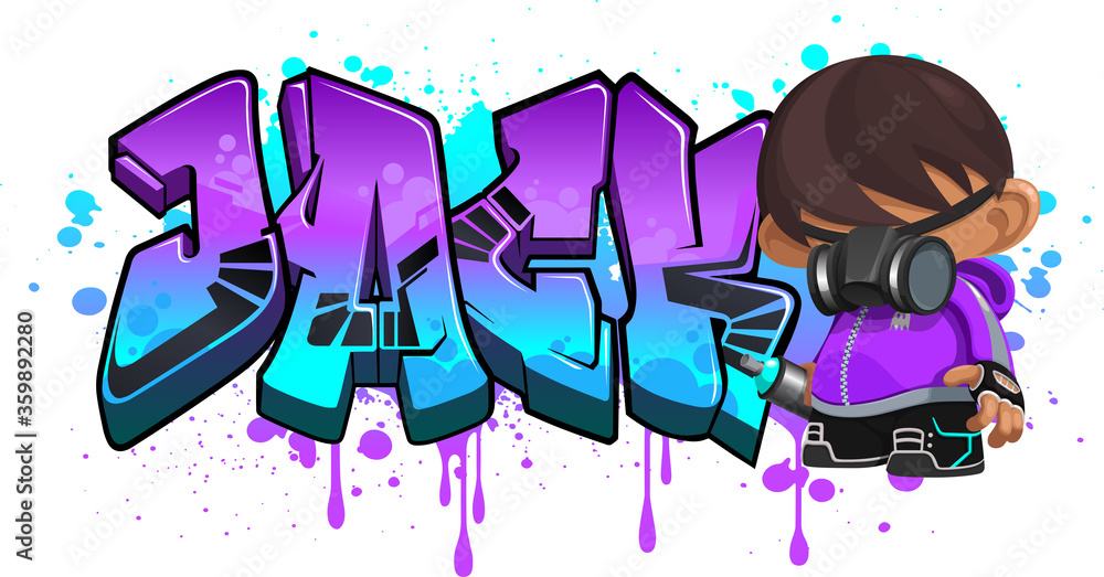 Jack. A cool Graffiti Name illustration inspired by graffiti and street