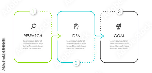 Vector Infographic thin line design with icons and 3 options or steps. Infographics for business concept. Can be used for presentations banner, workflow layout, process diagram, flow chart, info graph