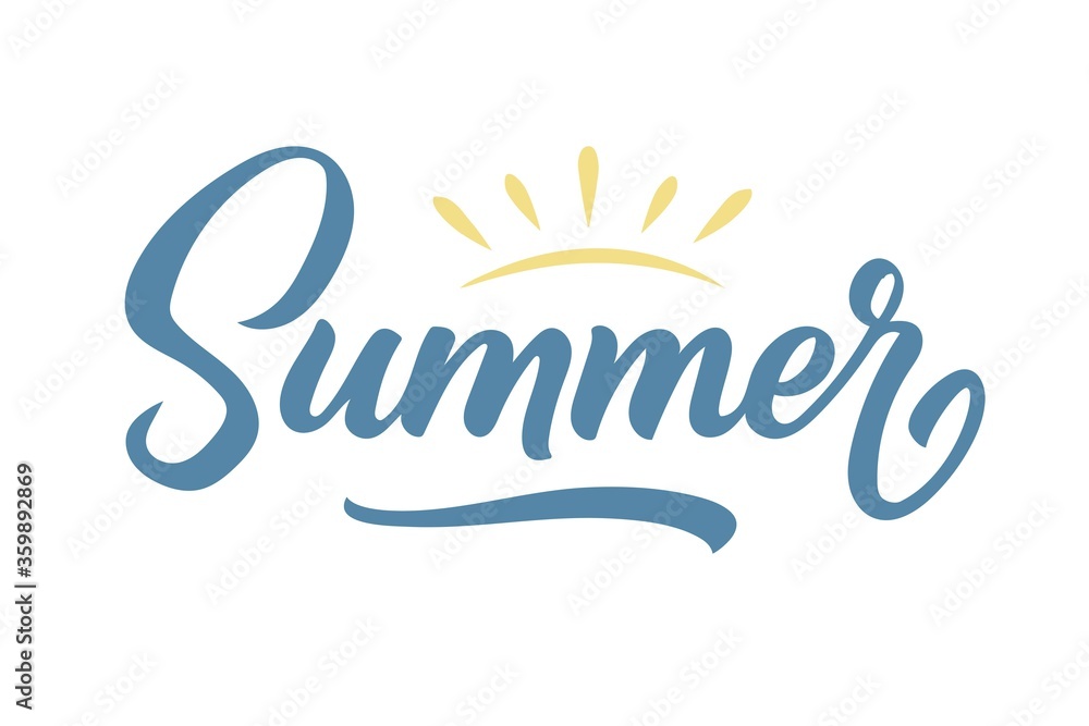 Vector lettering illustration of Summer. Lettering and calligraphy for poster, background, postcard, banner, clothing, t-shirt