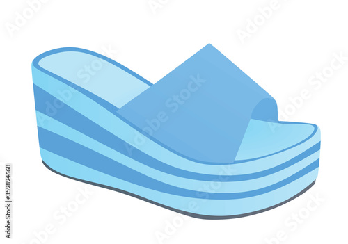 Blue striped woman sandal. vector illustration