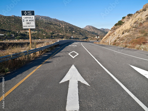 Car pool lane on ramp leadi...