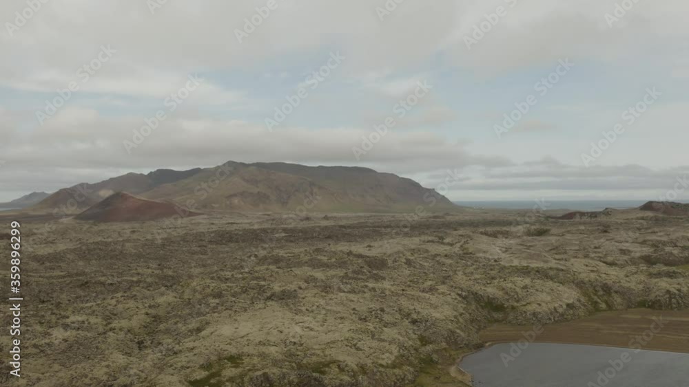 Selvallavatn, Lake, Volcanic Rock Formation, Wasteland, Mountains, Fjord, Westland, Iceland, Flying Backwards (Camera Movement) Selvallavatn, Lake, Volcanic Rock Formation, Wasteland, Mountains, Fjord, Westland, Iceland, Flying Backwards (Camera Movement)