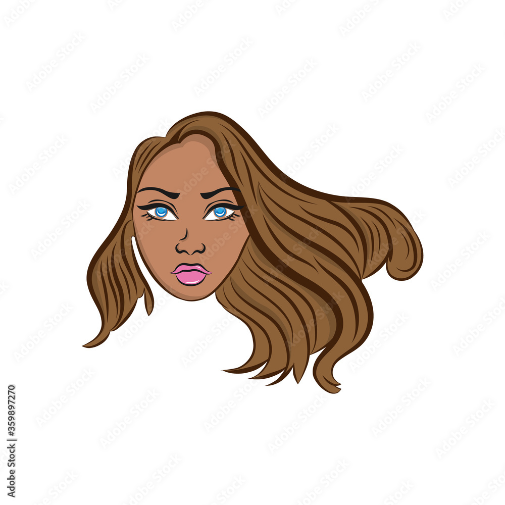Vector illustration of woman with red lips, illustration of women short hair style icon, logo women face on white background. Vector illustration of woman with red lips, illustration of women short hair style icon, logo women face on white background.