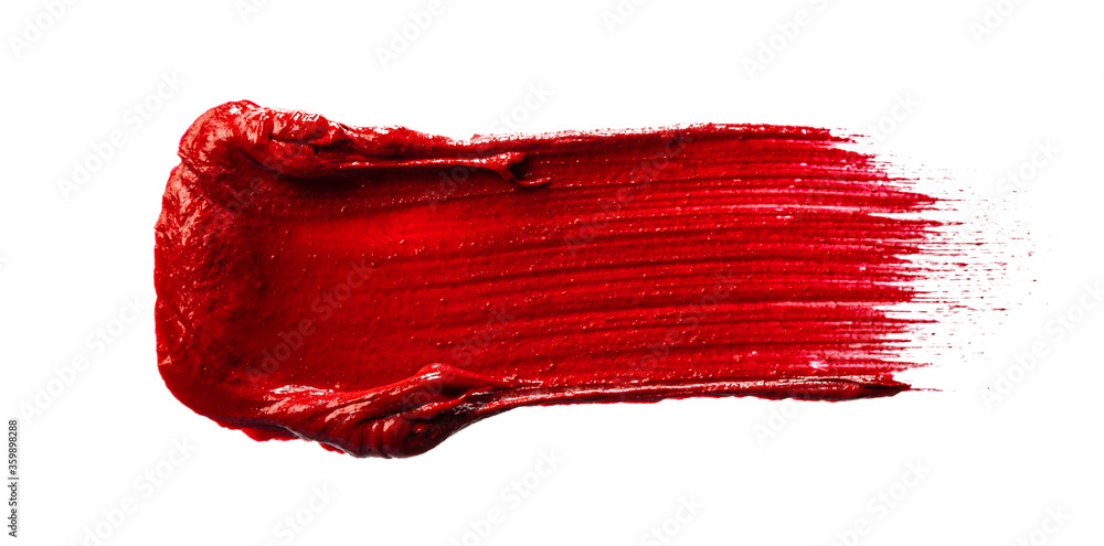 Stain swatch of a red matte lipstick on white background Stain swatch of a red matte lipstick on white background