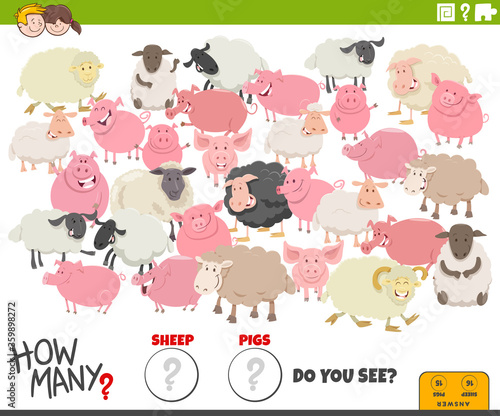 how many sheep and pigs educational task for children