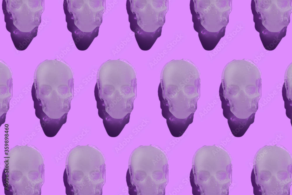 ice skull with shadow pattern on a purple background ice skull with shadow pattern on a purple background