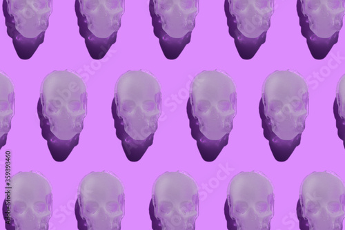 ice skull with shadow pattern on a purple background
