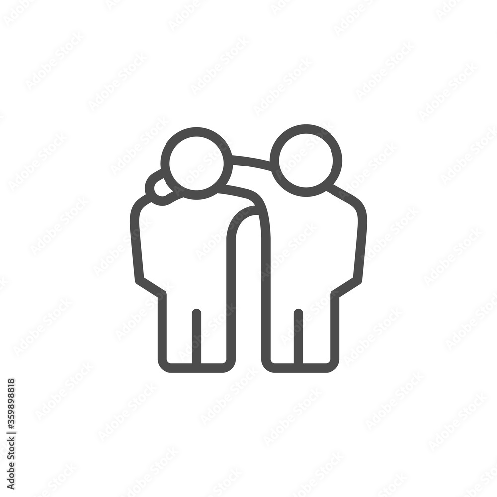 Friends hug line outline icon Friends hug line outline icon